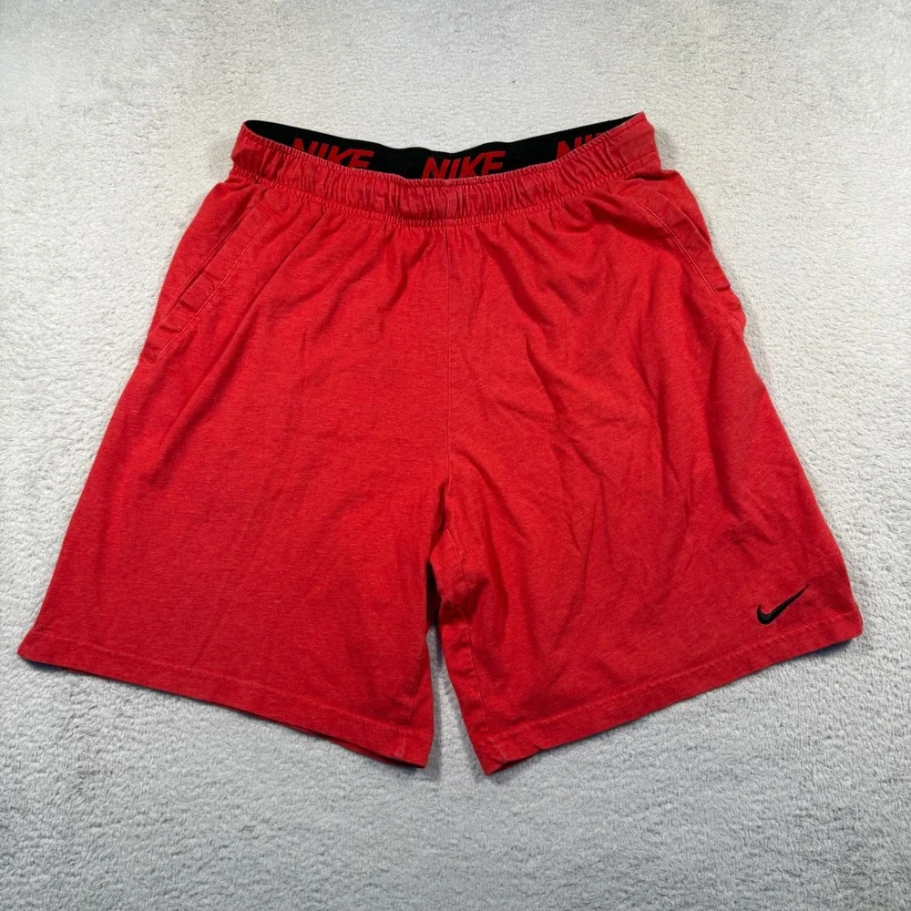 Nike Dri-FIT Jersey Athletic Shorts Running‎ Training Gym Activewear Red Large